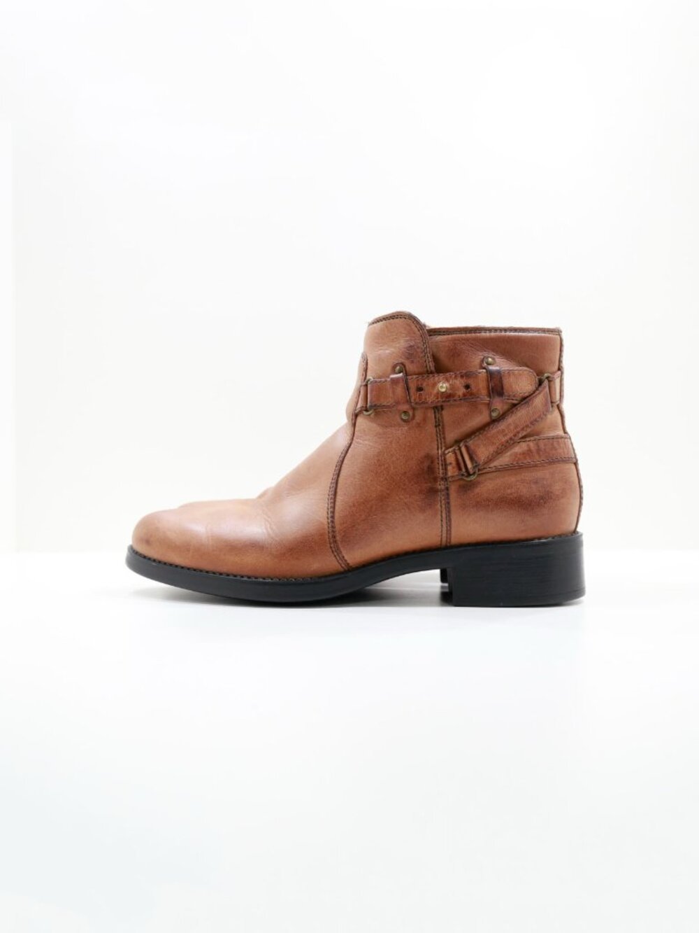 Alpinestars Stella Kerry Brown Distressed Leather Flat Moto Boots - Women's 8